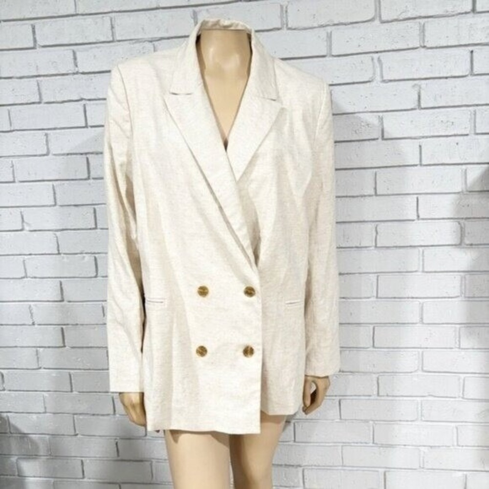 Banana Republic Linen Blend Double Breasted Blazer Preppy Old Money Sz 18 NWT